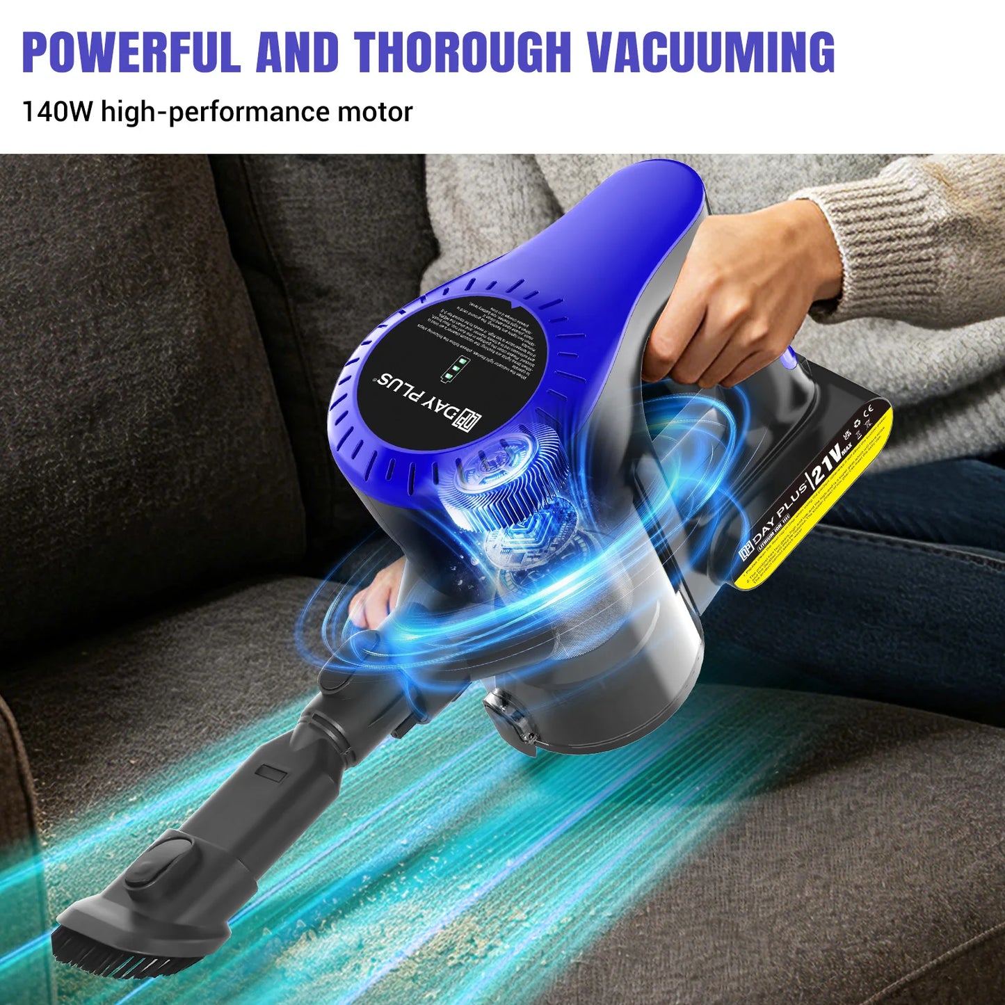 20000PA Cordless Vacuum Cleaner Upright Stick Bagless wall-mounted Vacuum Cleaner Led Light & 2 Modes & One-Touch Empting & 90° rotating brush head