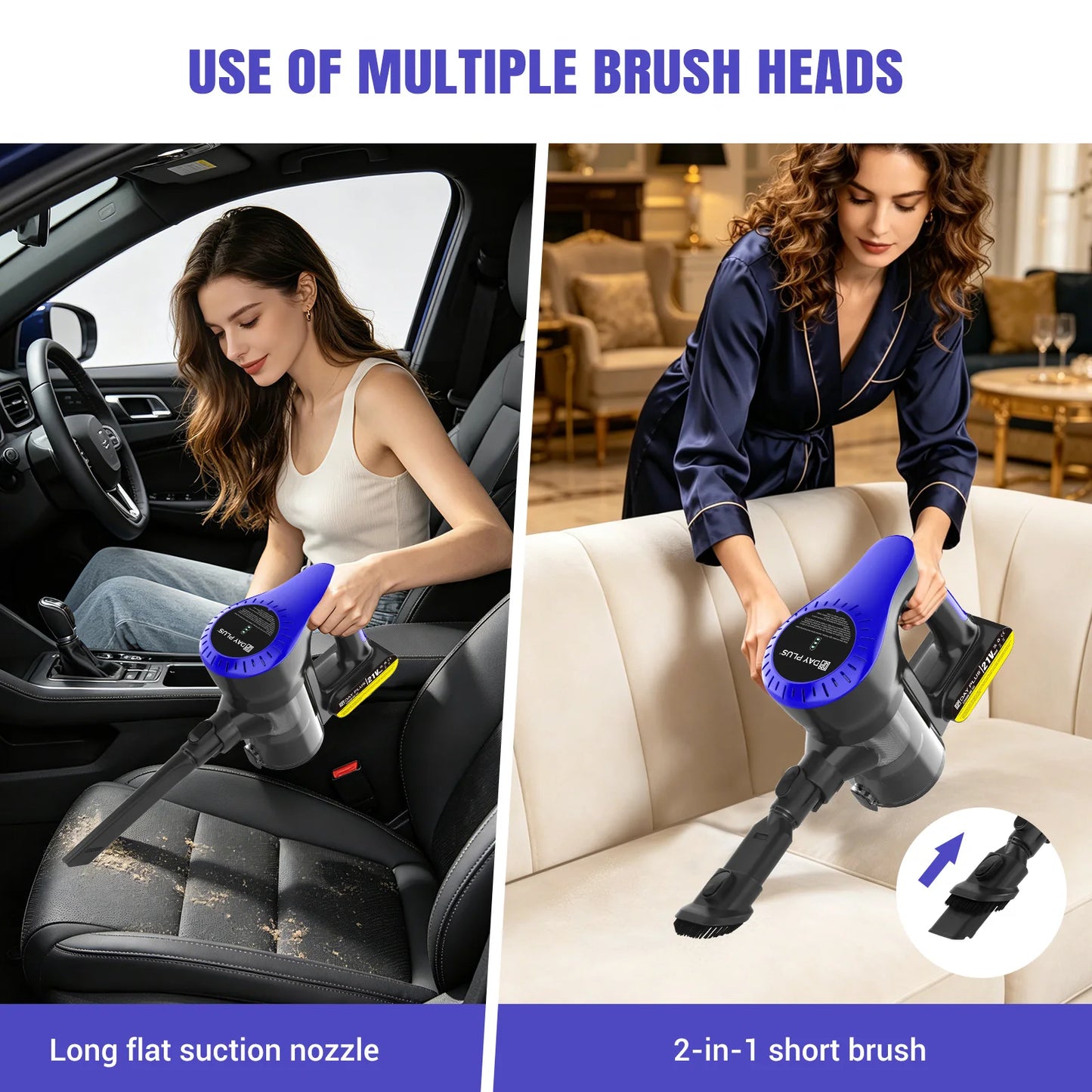 20000PA Cordless Vacuum Cleaner Upright Stick Bagless wall-mounted Vacuum Cleaner Led Light & 2 Modes & One-Touch Empting & 90° rotating brush head