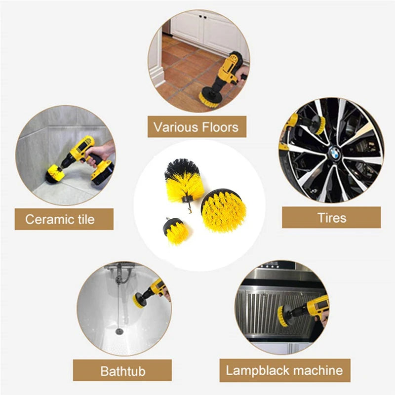 Electric Drillbrush Nylon Round Cleaning Brush For Bathtub Carpet Glass Tires Toilet Floors Rust Remover Cleaner Kit 22pcs