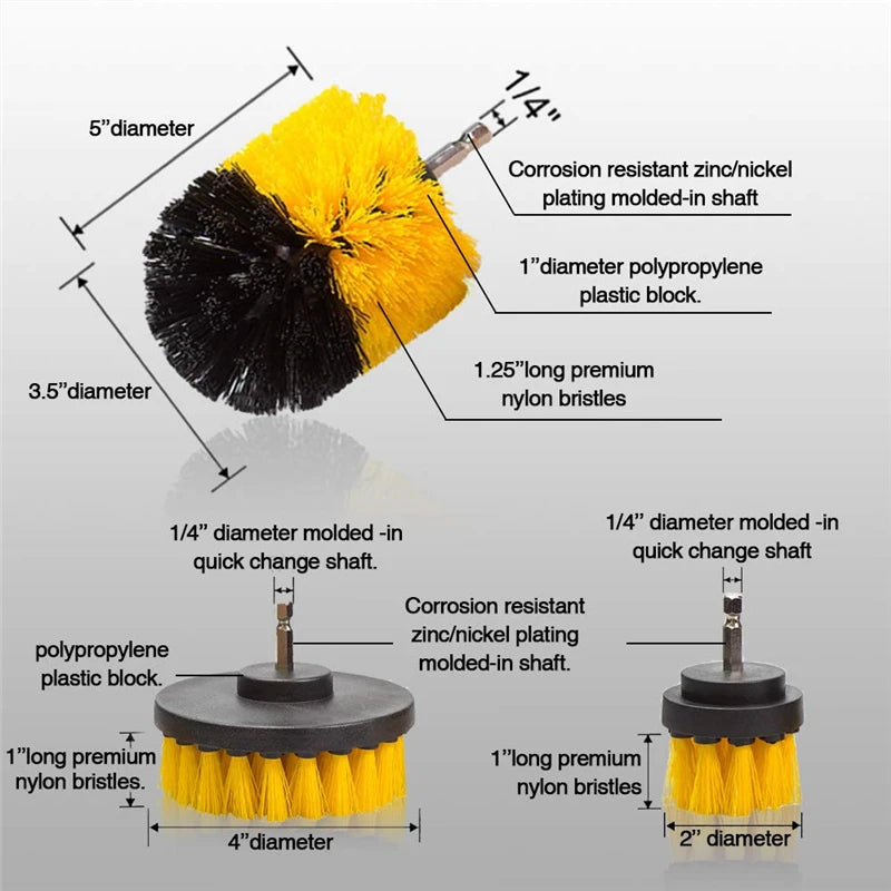 Electric Drillbrush Nylon Round Cleaning Brush For Bathtub Carpet Glass Tires Toilet Floors Rust Remover Cleaner Kit 22pcs