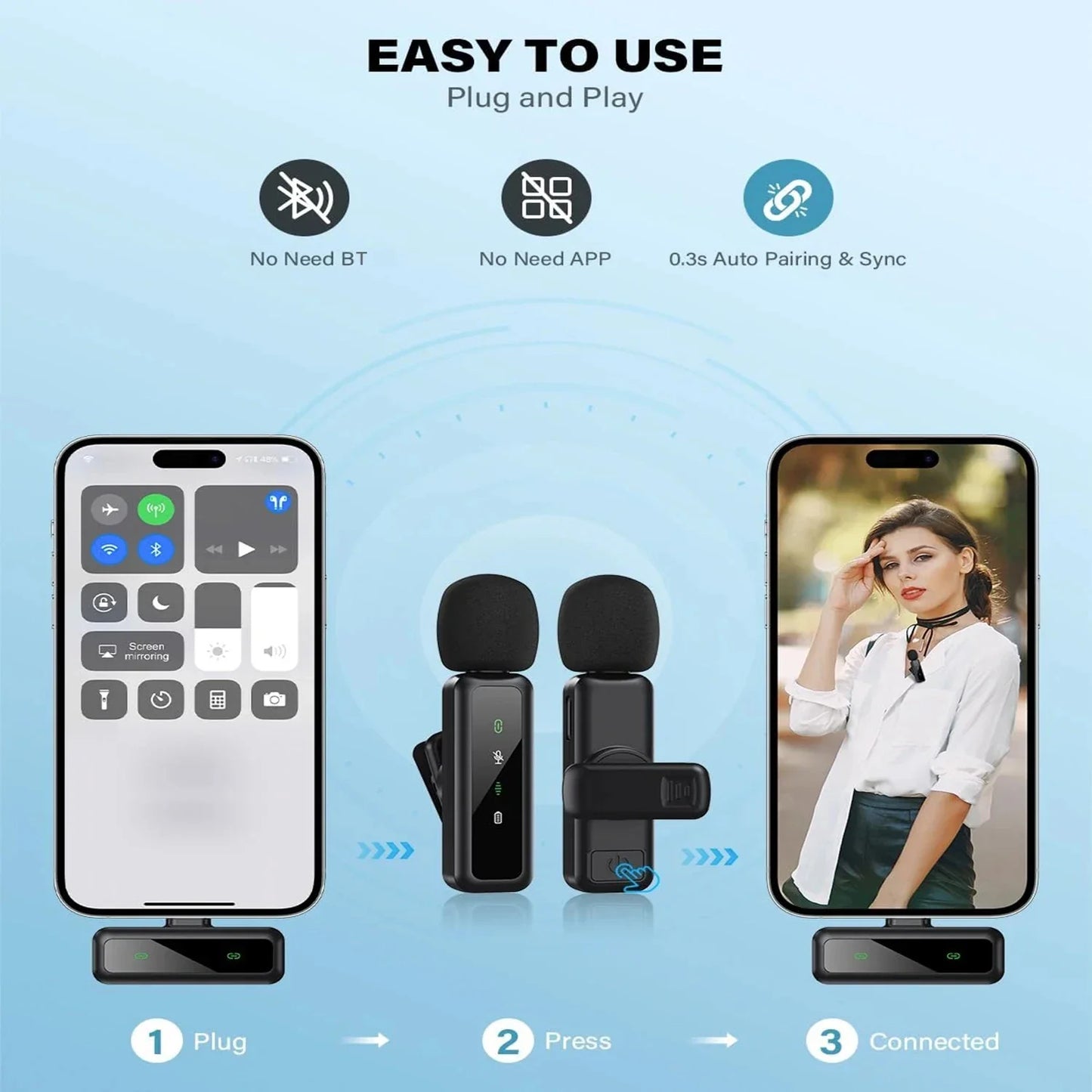 Mini Portable Wireless Lavalier Microphone for Live Broadcast Gaming Audio Video Recording iPhone Android