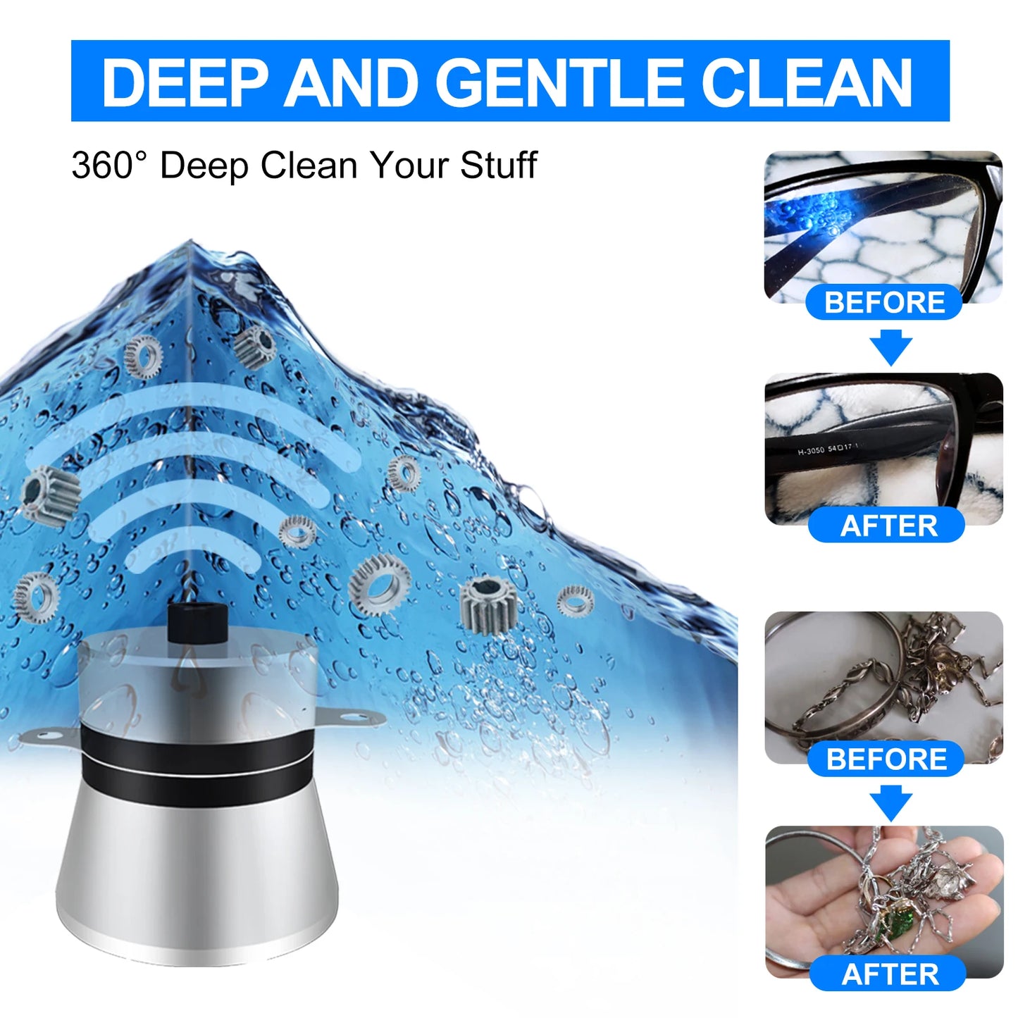 2L Ultrasonic Cleaner 40kHz 35/60W with Degas Household Cleaning Machine for Jewelry, Eyeglasses, and Small Parts