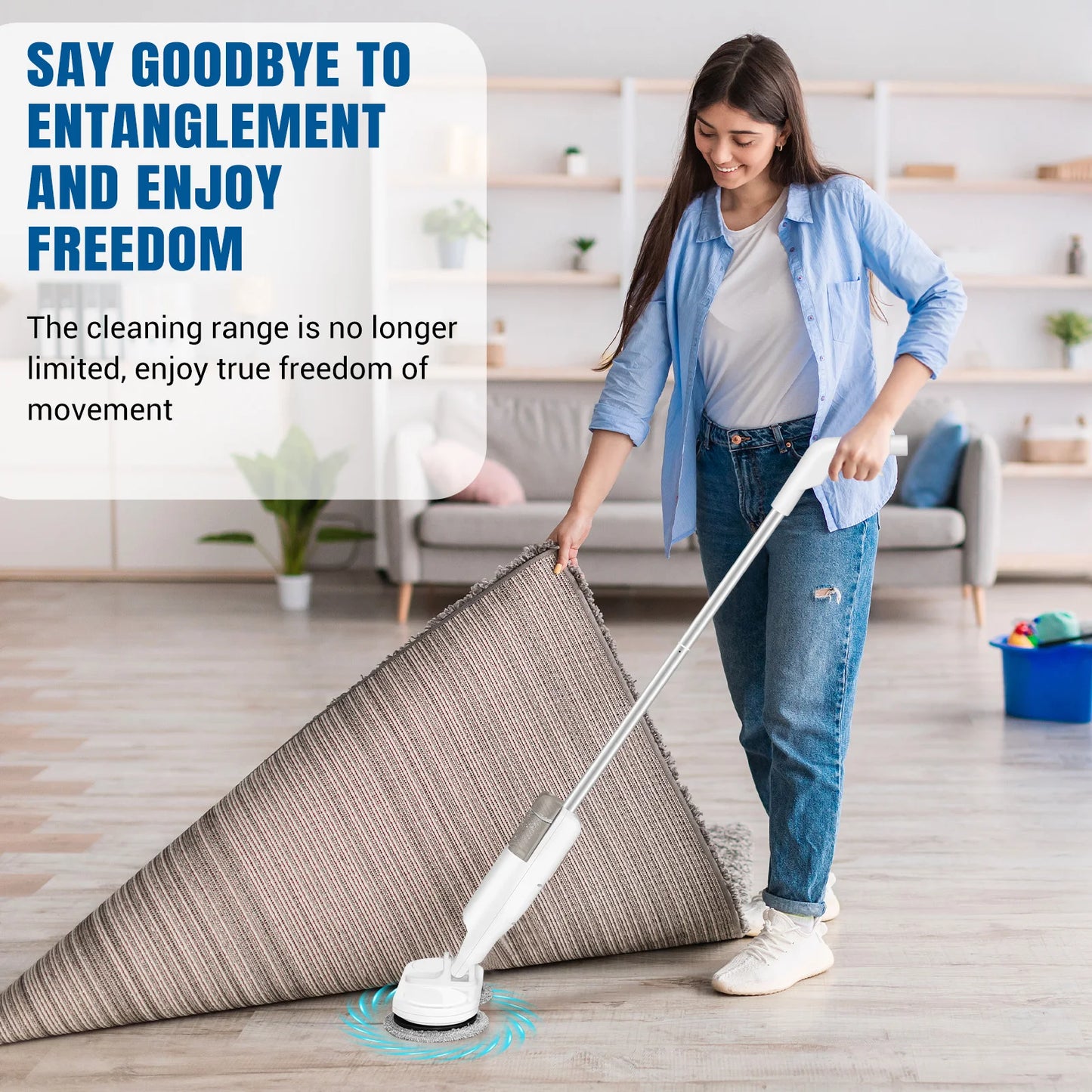Cordless Electric Mop | Dual Spinning Scrubber Hard Floor USB Charging w/4 Pads, 200ml water tank ,Suitable for cleaning various surfaces, suitable for wood, tiles, ceramics, glass and other surfaces.