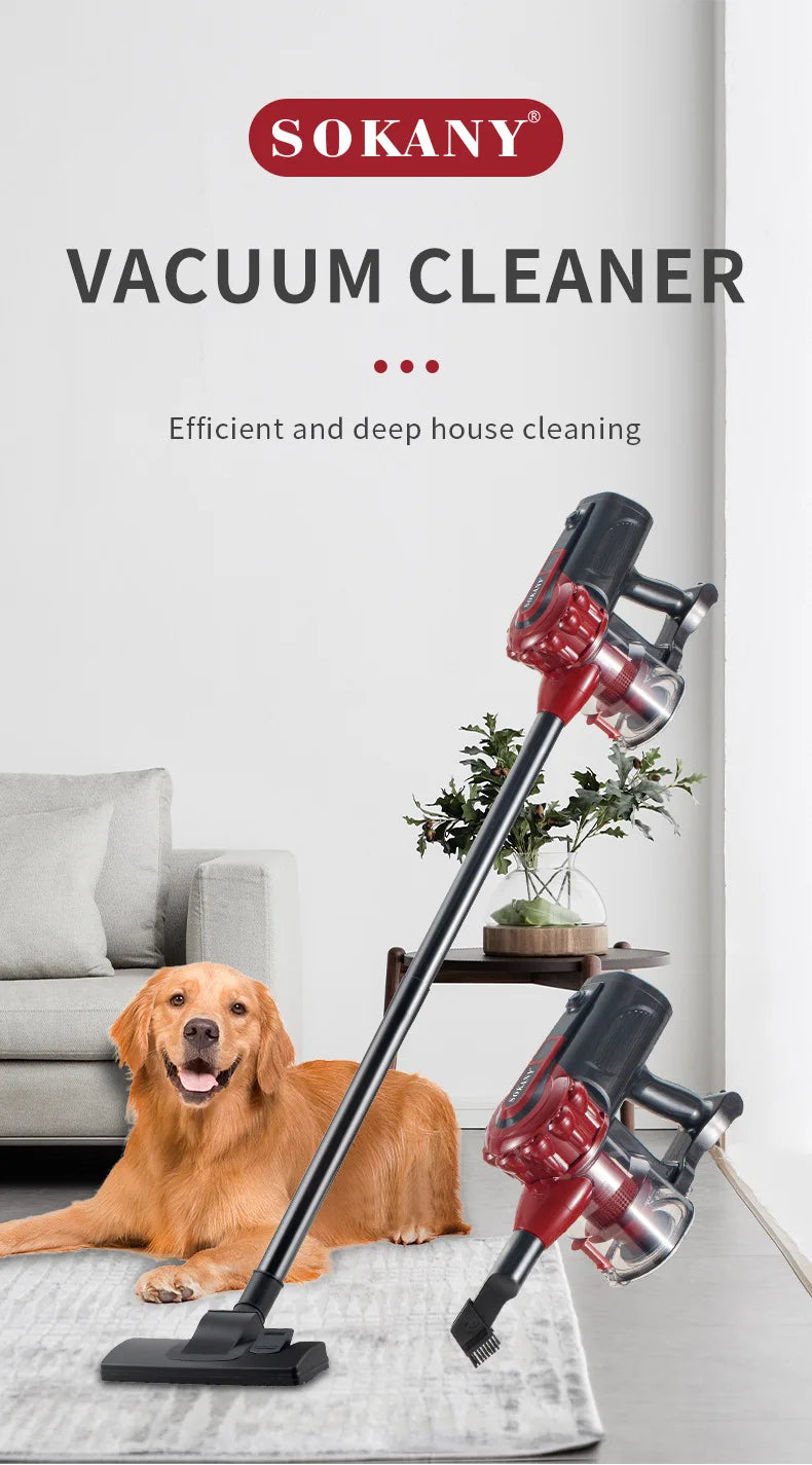 2000W Ultra-Light Vacuum Cleaner Houselin Powerful Suction for Carpet Hard Floor Hair Deep Cleaning with Replaceable Brush Head
