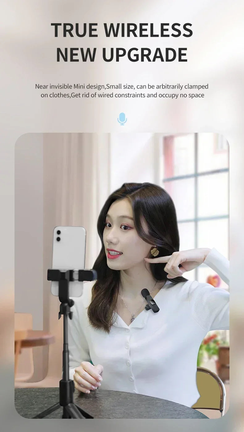 Mini Portable Wireless Lavalier Microphone for Live Broadcast Gaming Audio Video Recording iPhone Android