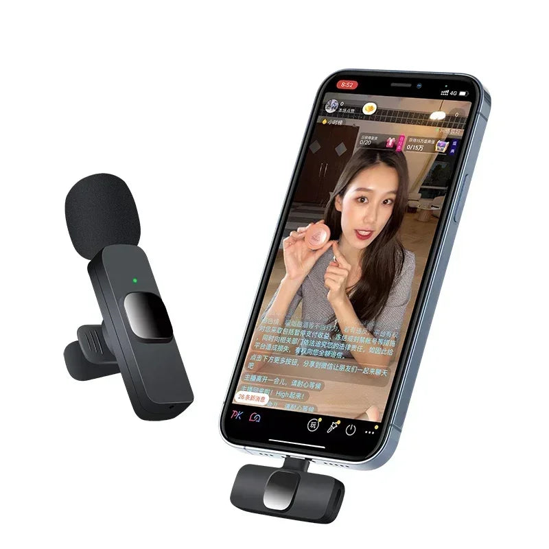 Mini Portable Wireless Lavalier Microphone for Live Broadcast Gaming Audio Video Recording iPhone Android