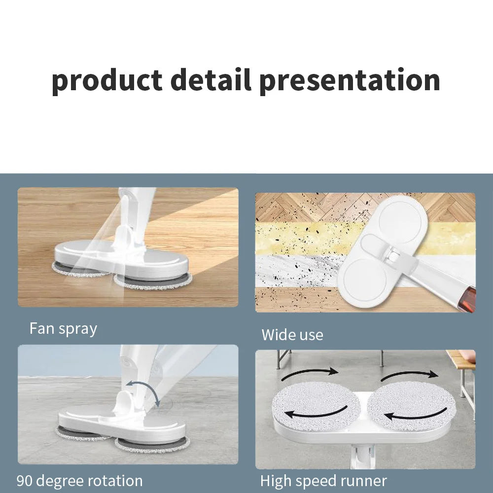 Wireless Electric Mop With Sprayer Floor Washing Mops With Self-spin To Clean Floor Handheld Smart Household Automatic Mop