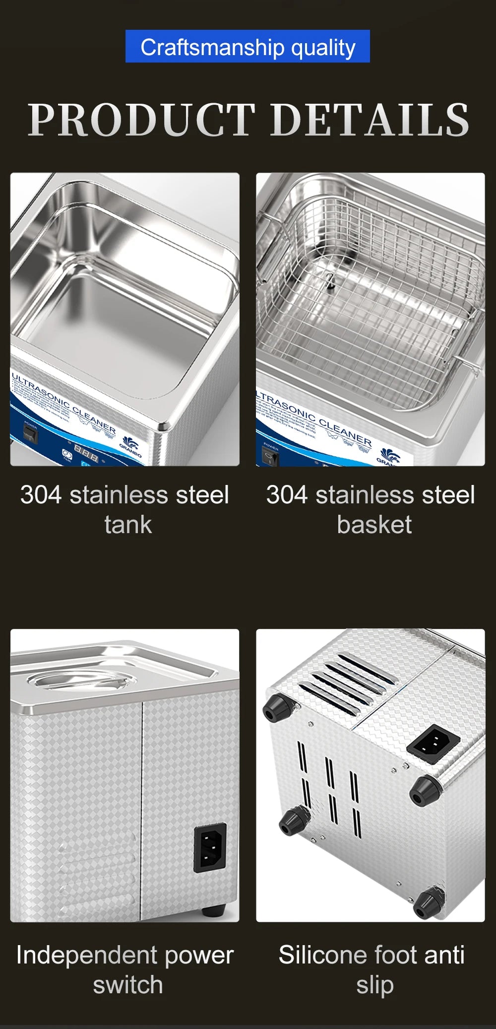 2L Ultrasonic Cleaner 40kHz 35/60W with Degas Household Cleaning Machine for Jewelry, Eyeglasses, and Small Parts