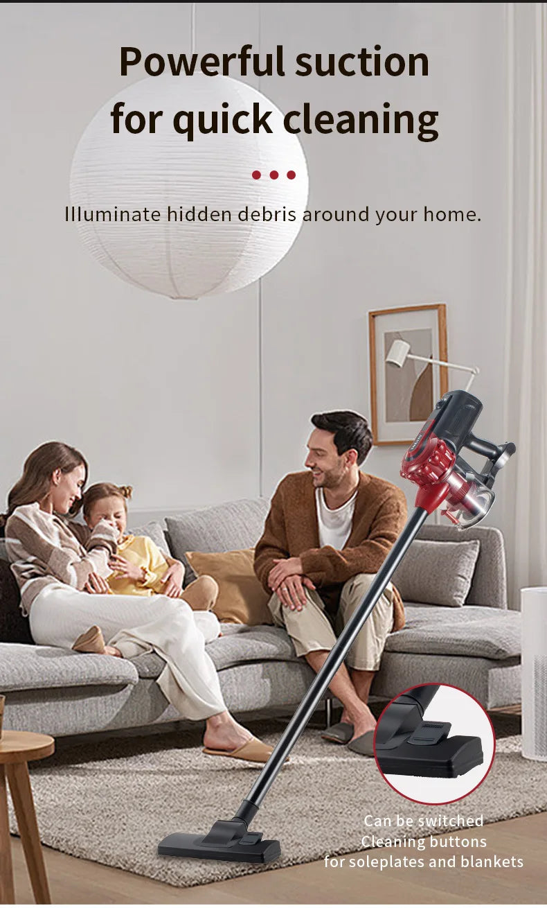 2000W Ultra-Light Vacuum Cleaner Houselin Powerful Suction for Carpet Hard Floor Hair Deep Cleaning with Replaceable Brush Head