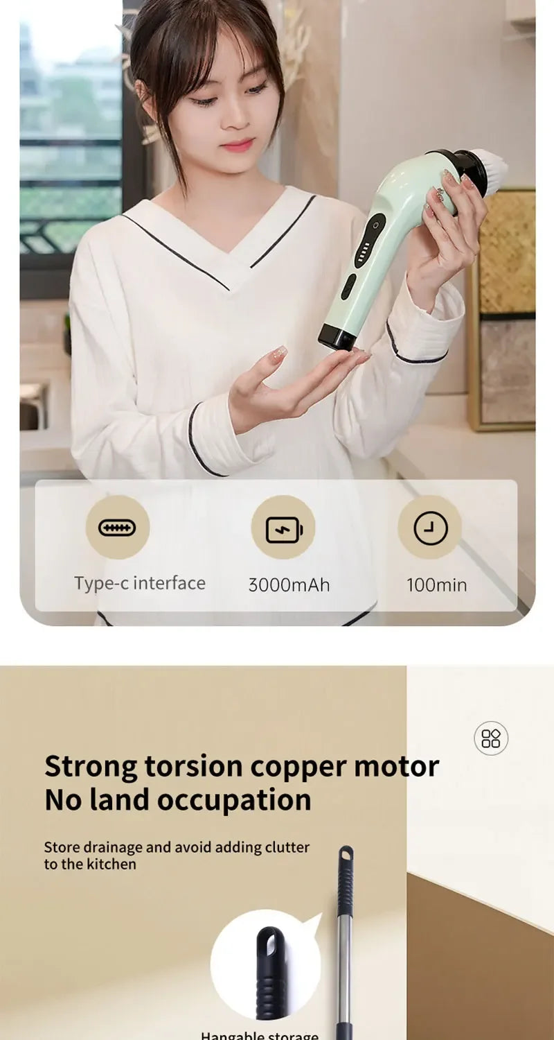 2026 new Wireless Electric Cleaning Brush Bathroom Window Kitchen Automotive Multifunctional Household Rotating Cleaning Machine