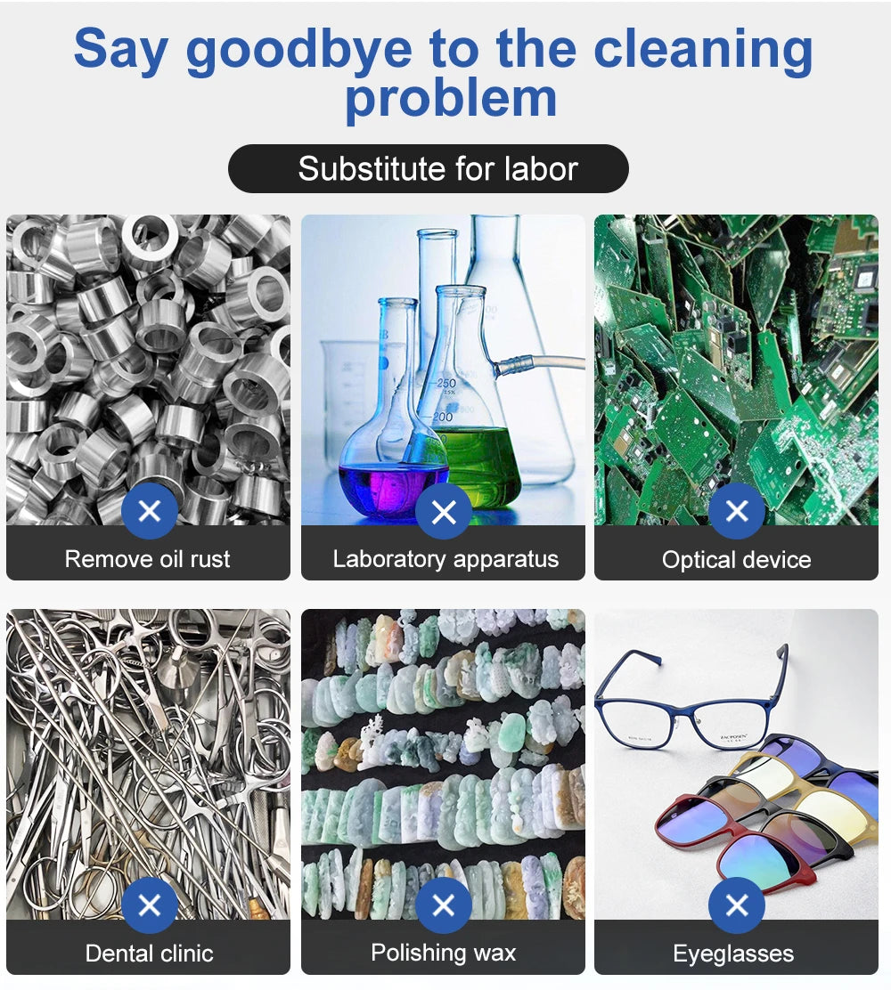 2L Ultrasonic Cleaner 40kHz 35/60W with Degas Household Cleaning Machine for Jewelry, Eyeglasses, and Small Parts