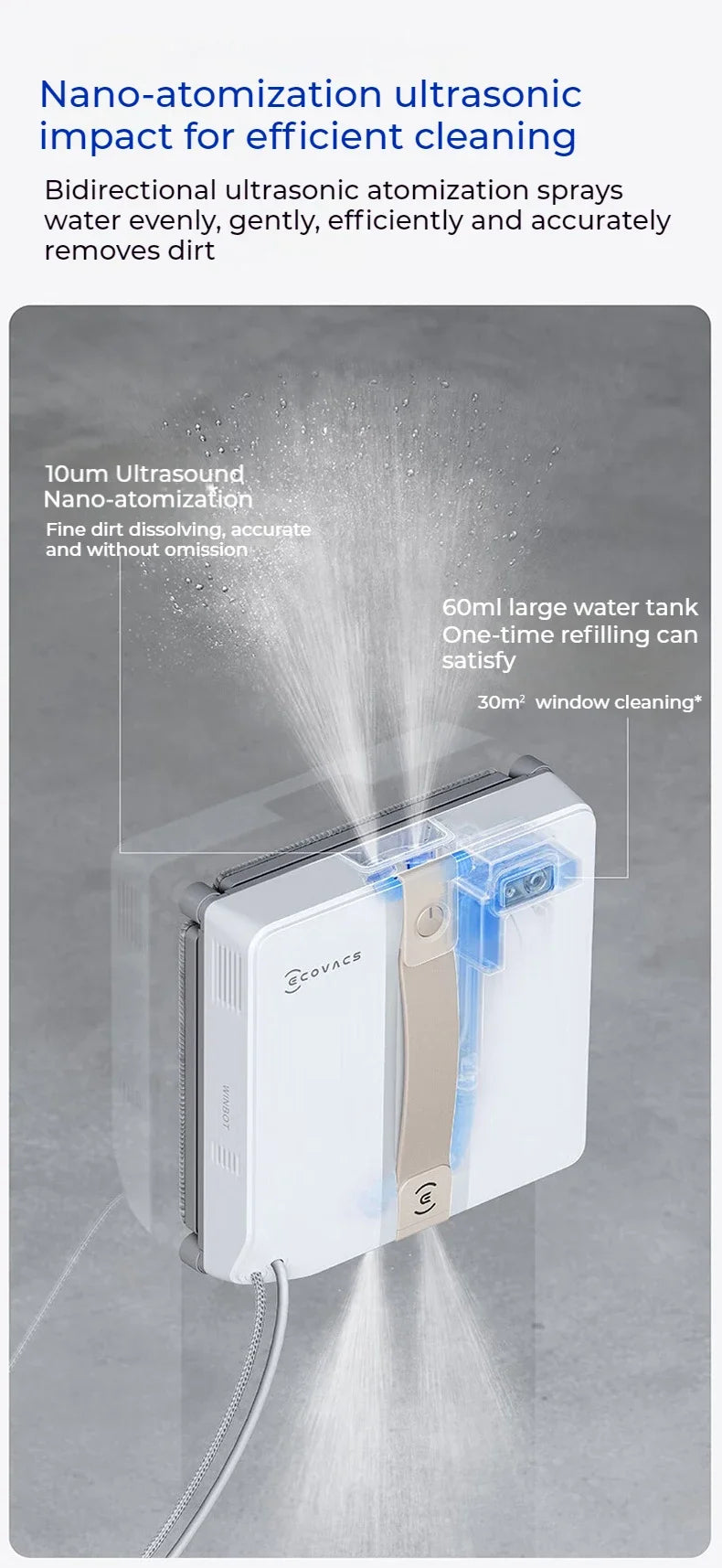 Original ECOVACS smart Robot for washing windows WINBOT AIR MINI Window Cleaning Robot 8000Pa Glass Vacuum Cleaner