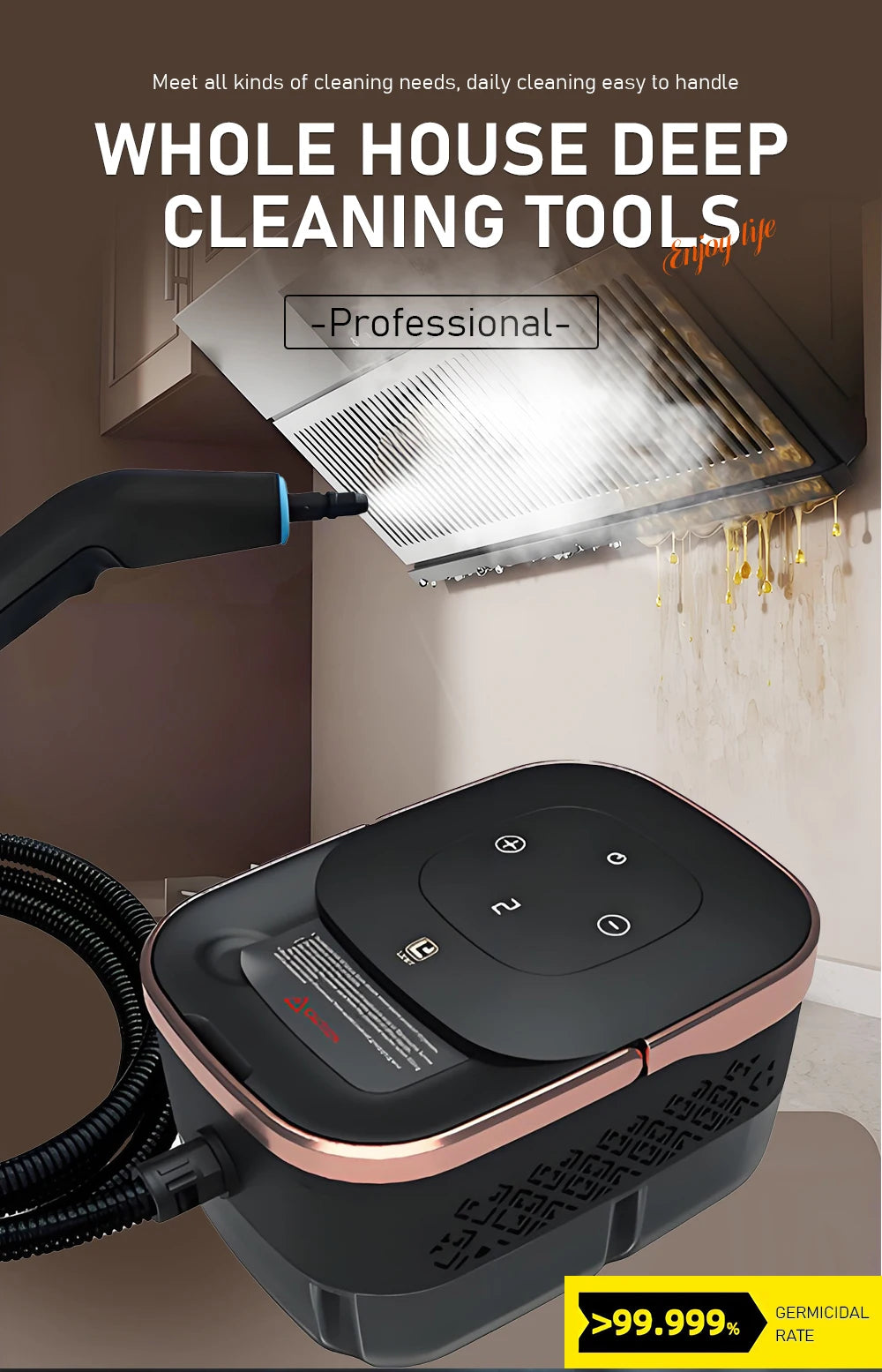 High-Temperature High-Pressure Steam Cleaner Multifunctional Household Small 1250ML Water Tank Steam Cleaning Machine