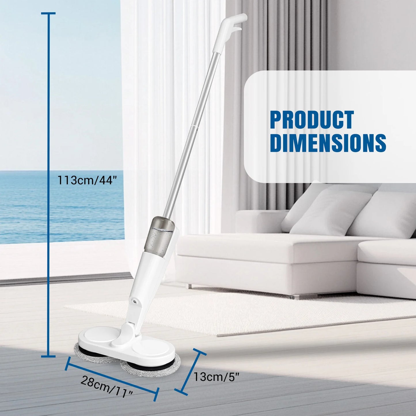 Cordless Electric Mop | Dual Spinning Scrubber Hard Floor USB Charging w/4 Pads, 200ml water tank ,Suitable for cleaning various surfaces, suitable for wood, tiles, ceramics, glass and other surfaces.