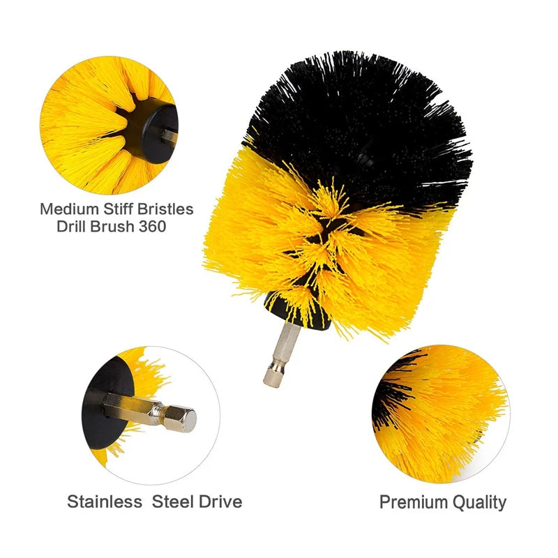 Electric Drillbrush Nylon Round Cleaning Brush For Bathtub Carpet Glass Tires Toilet Floors Rust Remover Cleaner Kit 22pcs