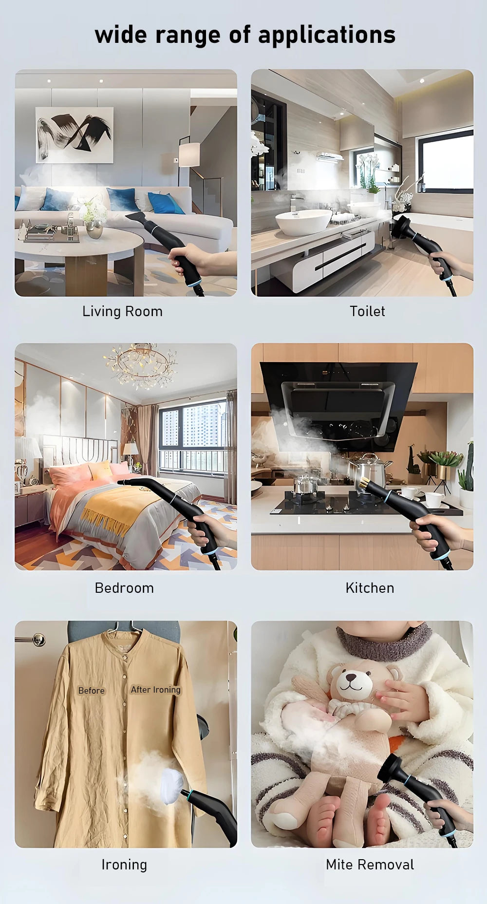 High-Temperature High-Pressure Steam Cleaner Multifunctional Household Small 1250ML Water Tank Steam Cleaning Machine