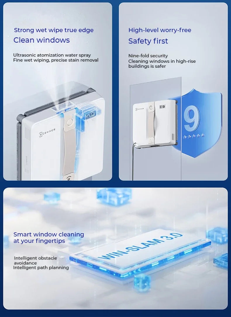 Original ECOVACS smart Robot for washing windows WINBOT AIR MINI Window Cleaning Robot 8000Pa Glass Vacuum Cleaner
