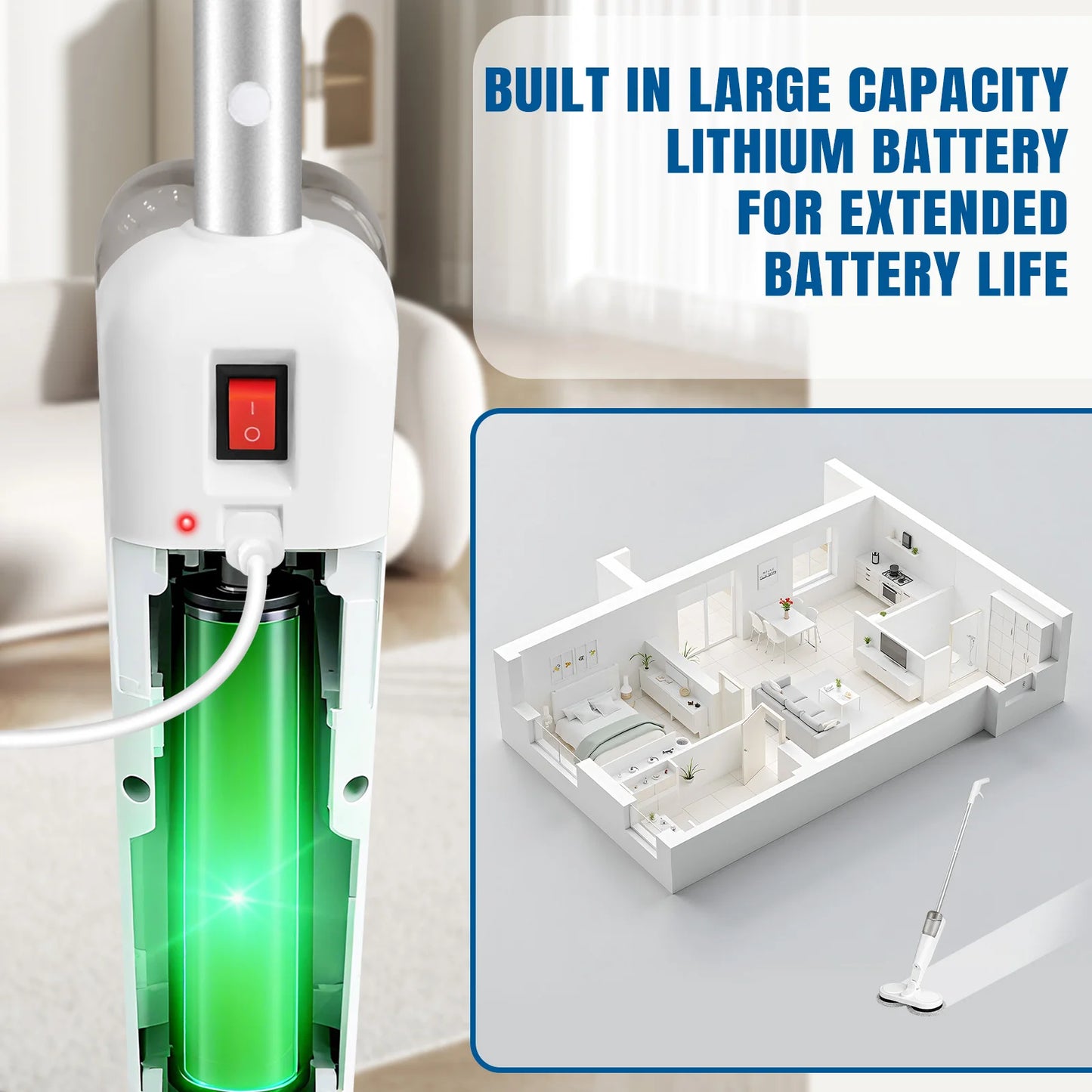 Cordless Electric Mop | Dual Spinning Scrubber Hard Floor USB Charging w/4 Pads, 200ml water tank ,Suitable for cleaning various surfaces, suitable for wood, tiles, ceramics, glass and other surfaces.