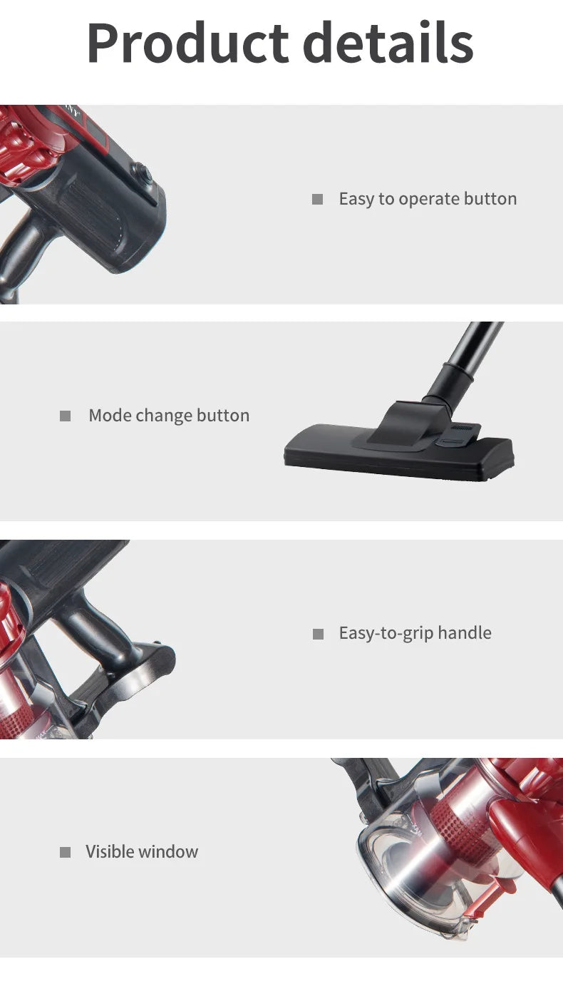 2000W Ultra-Light Vacuum Cleaner Houselin Powerful Suction for Carpet Hard Floor Hair Deep Cleaning with Replaceable Brush Head