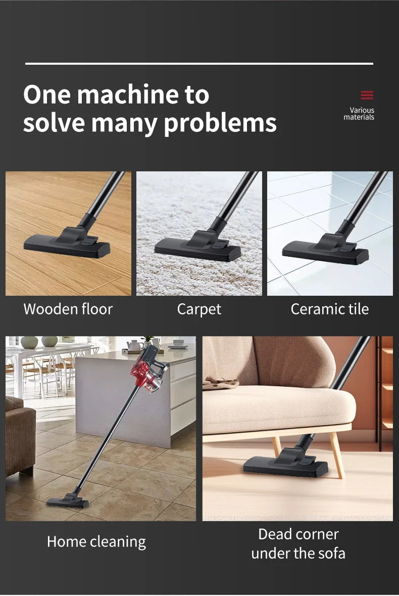 2000W Ultra-Light Vacuum Cleaner Houselin Powerful Suction for Carpet Hard Floor Hair Deep Cleaning with Replaceable Brush Head