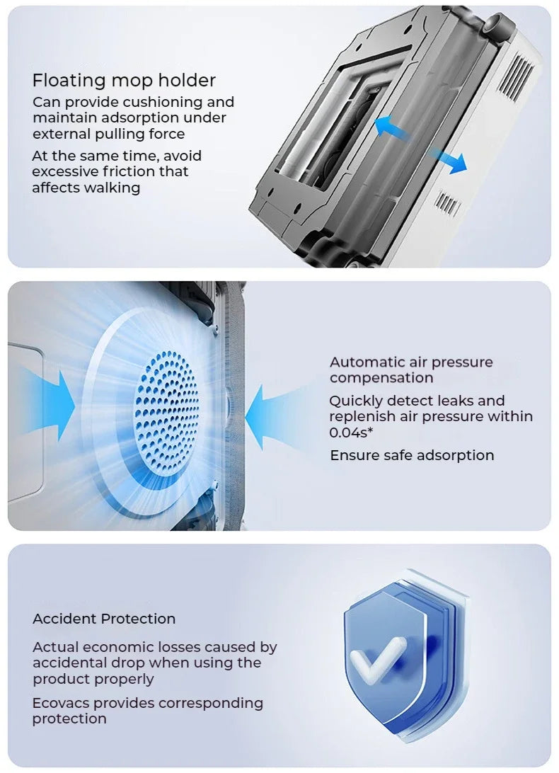 Original ECOVACS smart Robot for washing windows WINBOT AIR MINI Window Cleaning Robot 8000Pa Glass Vacuum Cleaner