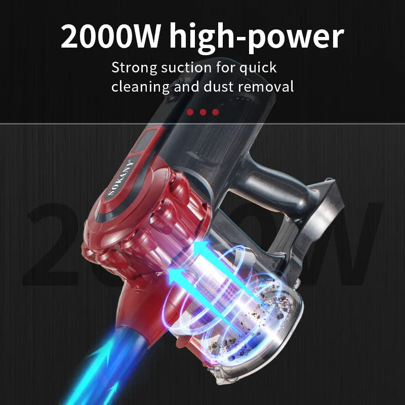 2000W Ultra-Light Vacuum Cleaner Houselin Powerful Suction for Carpet Hard Floor Hair Deep Cleaning with Replaceable Brush Head