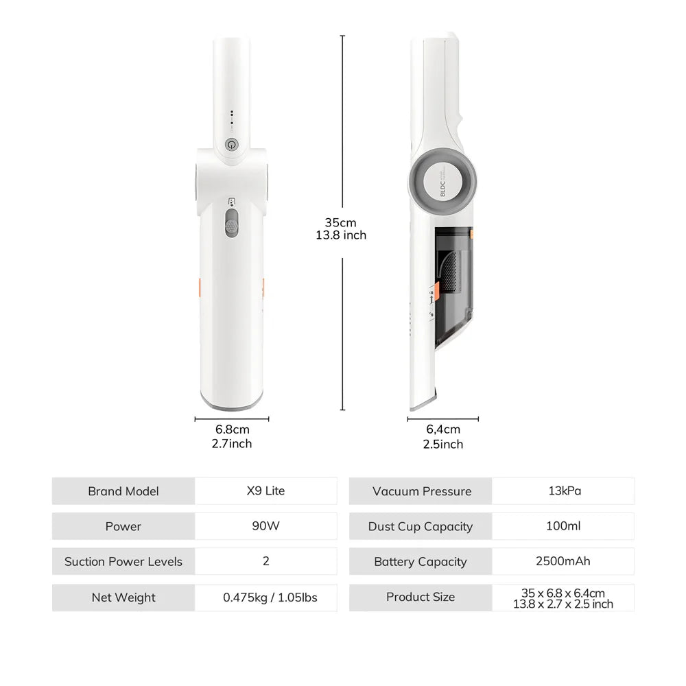 Portable Handheld Vacuum Cleaner, Multi-Function Vacuum Cleaner Suitable for Pet Hair, Household & Car, Lightweight,White