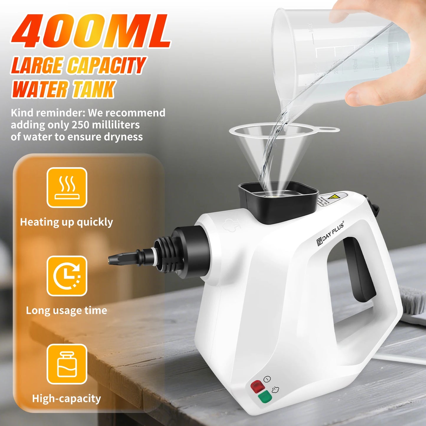 BRIEFNESS Hand-held Steam Cleaner High Temperature Sterilization Air Conditioning Kitchen Hood Home /Car Steaming Cleaner 400ML