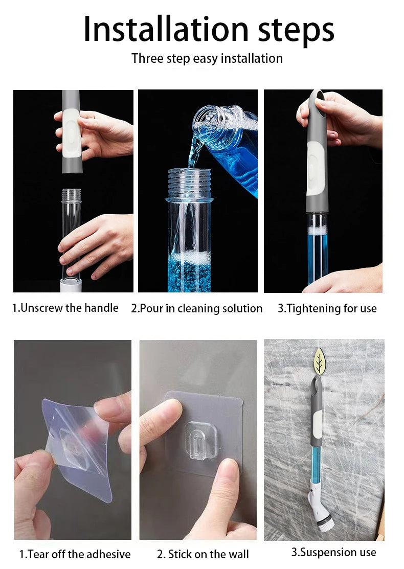 Multifunctional Electric Cleaning Brush USB Charging Bathroom Wash Brush Kitchen Cleaning Tool Household Cleaning Brush