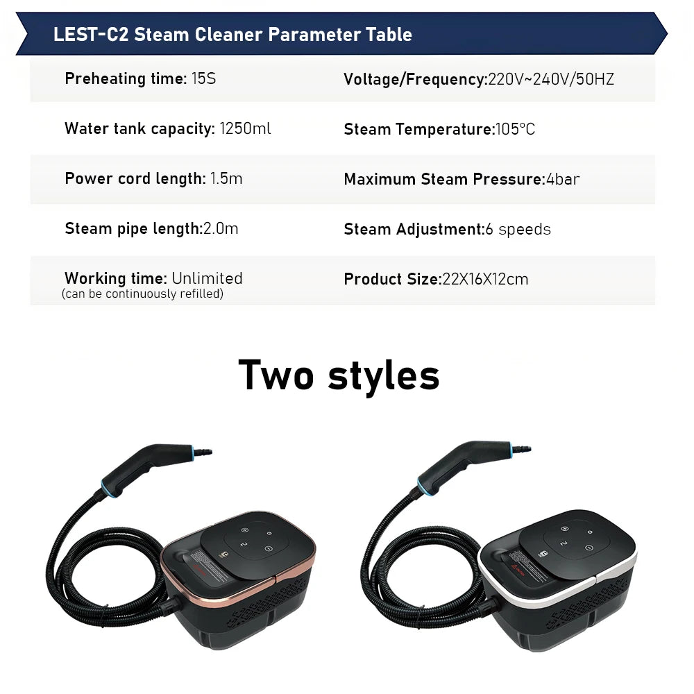 High-Temperature High-Pressure Steam Cleaner Multifunctional Household Small 1250ML Water Tank Steam Cleaning Machine